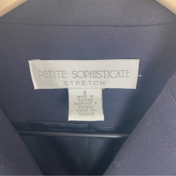 Petite Sophisticate Stretch Nautical Captain’s Blazer Navy Size 0 - Picture 2 of 7